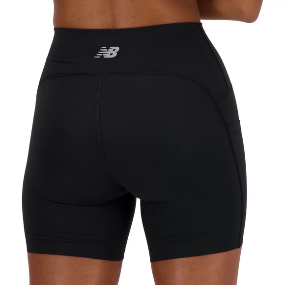 New Balance Women Unity of Sport Sleek Pocket High Rise 6" Shorts Black Size XS - Picture 2 of 6